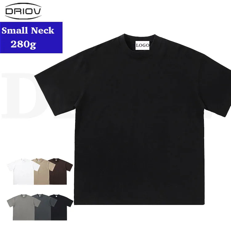 Summer New Quarter Sleeve 280gsm t Shirt Oversized Thick Neck Streetwear Vintage Blank Mens Top Mens t Shirt