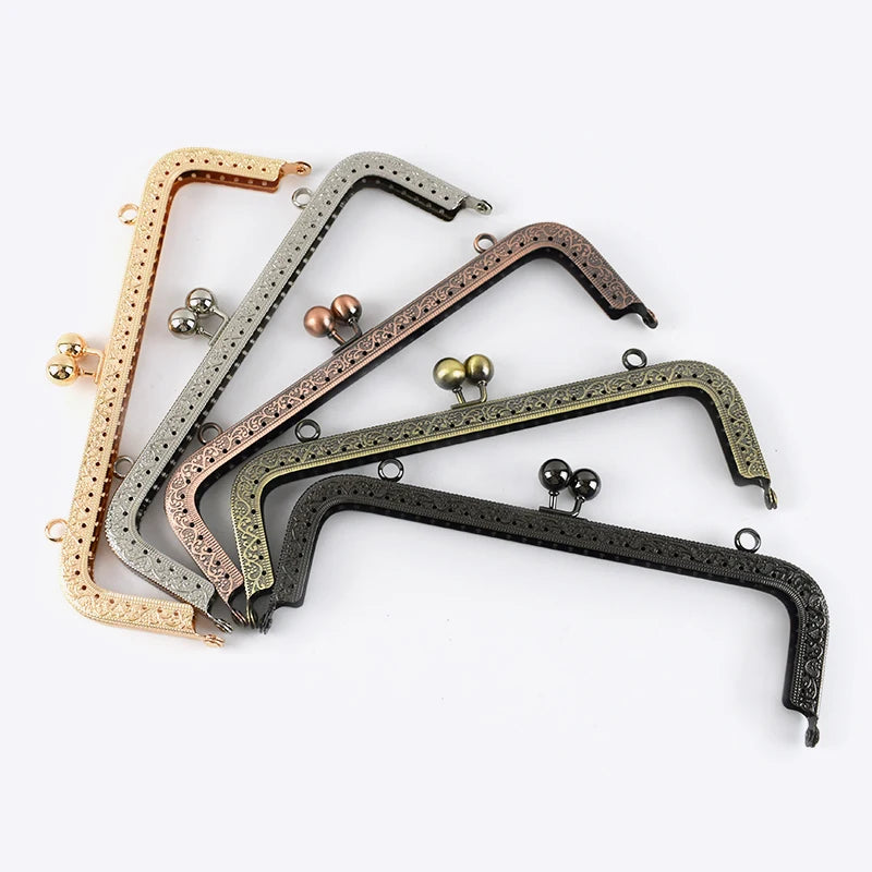Meetee BS189 20cm Square Embossed Backhand Bead Bag Kiss Buckle Diy Sewing Accessories Wallet Frame
