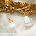 Baroque Pearl Hoop Earrings with 18k Gold Natural Cultured Pearl Drop Earrings Bridal Jewelry Woman Hawaiian Earrings
