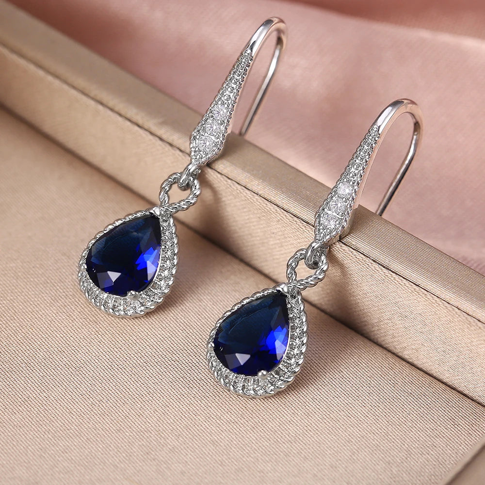 CAOSHI Fashion Tear Blue Crystal Earrings Delicate Trendy Bohemia Elegant Gift for Girl Tear Drop Earings Women Jewelry