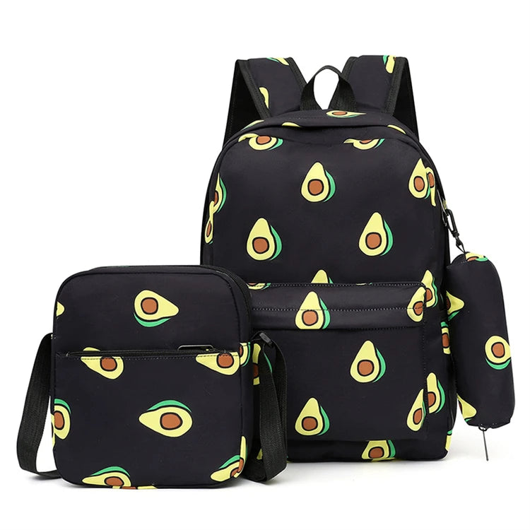 Customized Polyester Wholesale Kids 3pcs School Bags Set for Girls Student