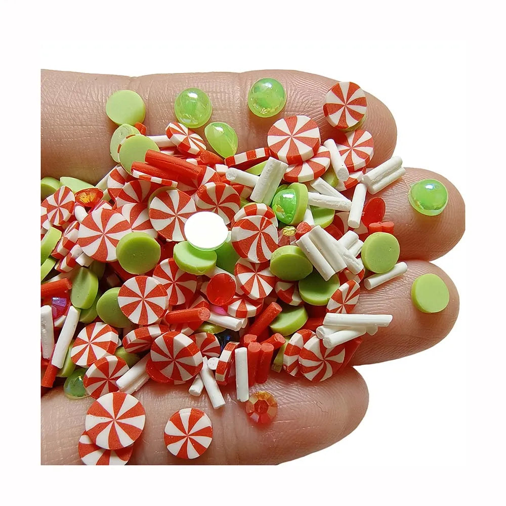 Sofe Polymer Clay Christmas Mint Candy Mixed Slice Clay Cute Sprinkles for Craft Christmas Decoration DIY Crafts Nailart Slime F