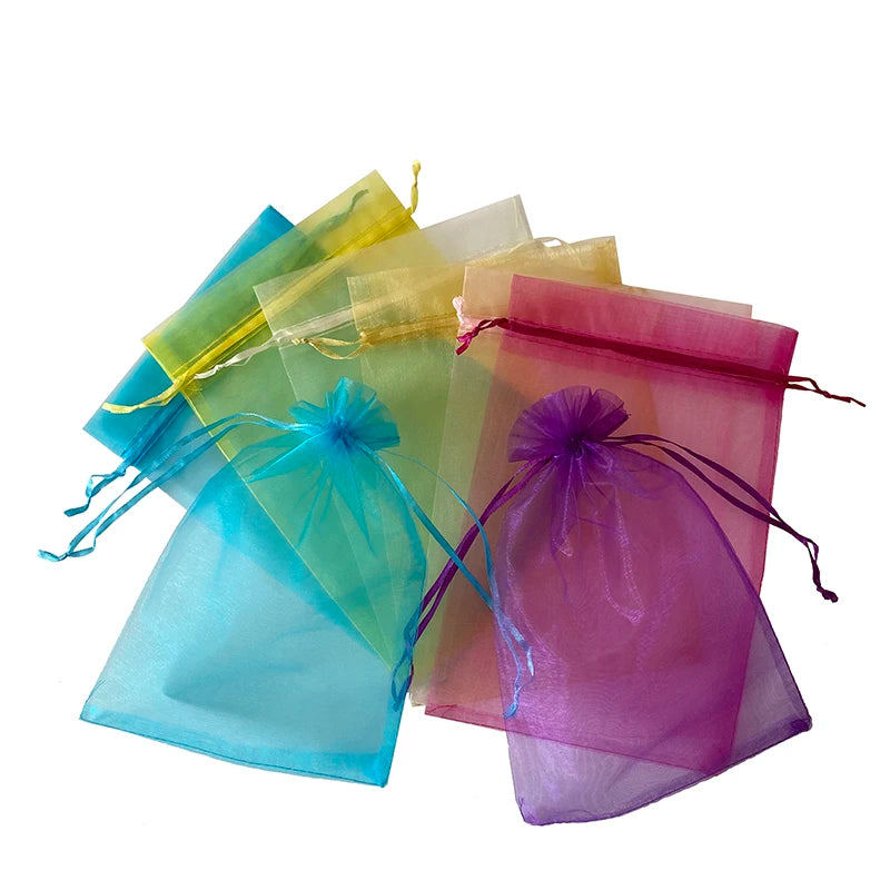 On Stock Multi Colors 16x24cm Mesh Lingerie Pouches Drawstring Organza Gift Bags