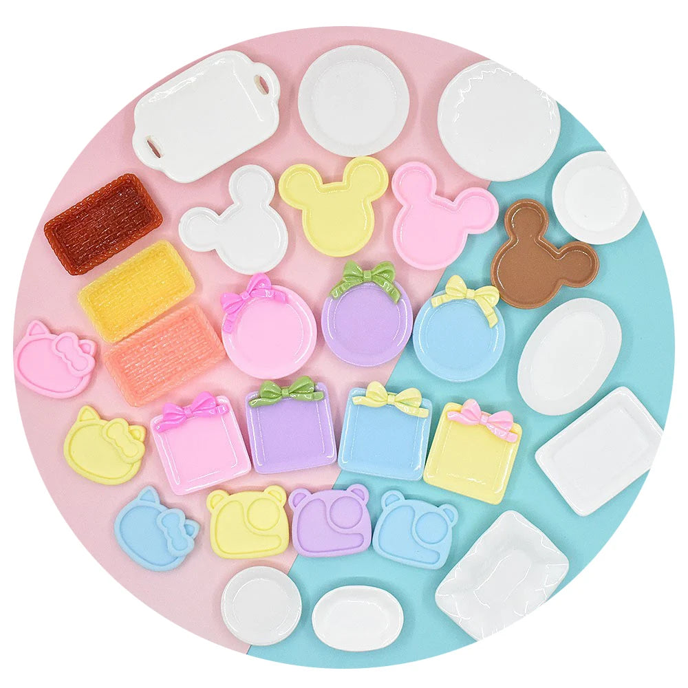 Mix Resin SimulationMini Plate Dish Simulation Mini Tableware Cabochon for DIY Food Accessories