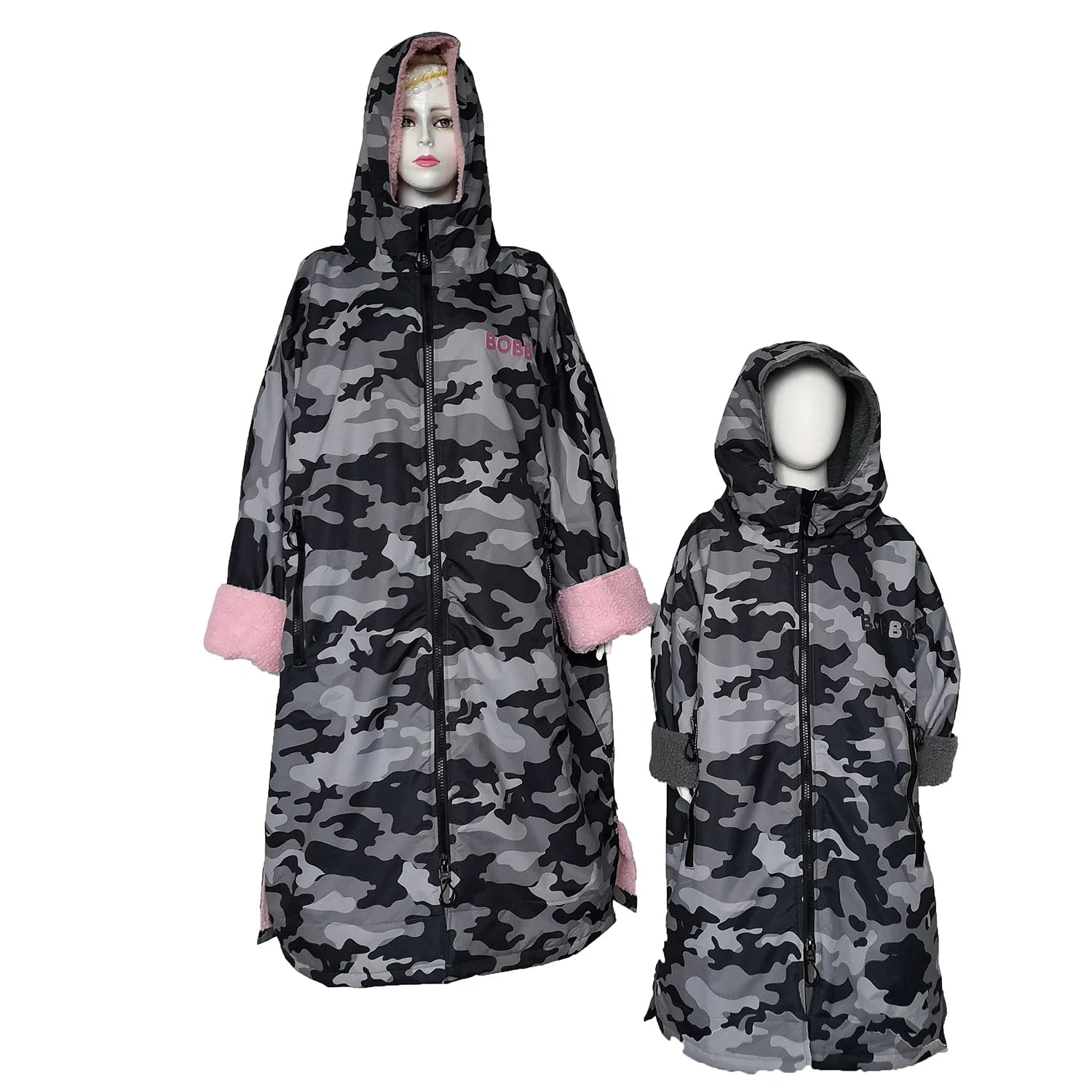 Adult Kids Fleece Lined Camouflage Printed Waterproof Beach Swimming Changing Robes Surf Robe