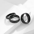 Poya K 4mm 6mm 8mm Artificial Meteorite Inlay Black Tungsten Ring for Men