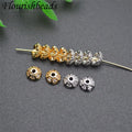 Fashion Design Nicekel Free Anti Fading Gold Silver Plated CZ Pave Small Flower Beads for Jewelry Making