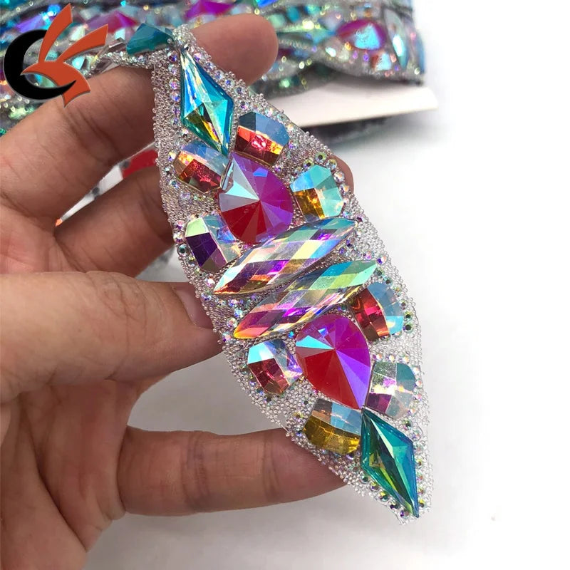 Crystal Rhinestone Iron-On Trims for Shoes Garments Bags Hot Fix Sparkling Costume Banding Belt Tape Trim Crystal Decoration