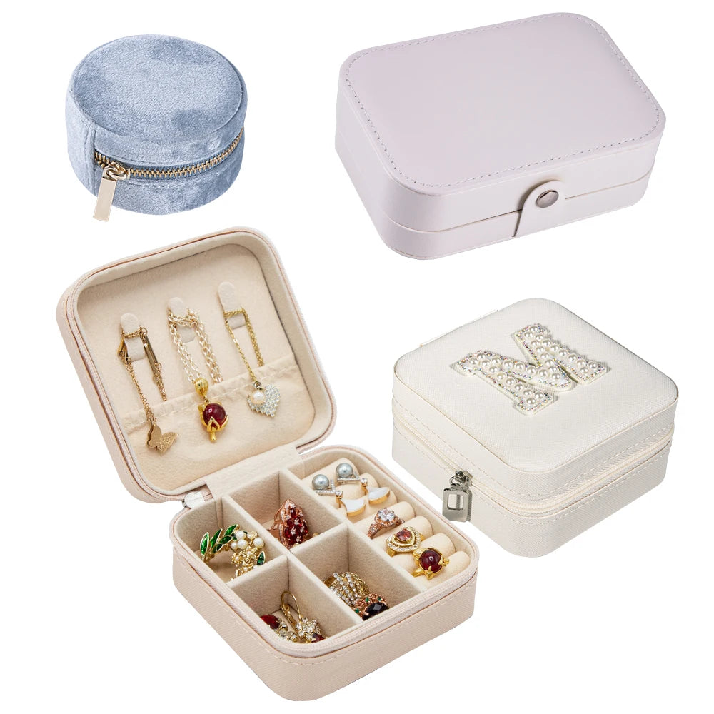 FADELI Hot Selling Girl Earrings Ear Stud Box Storage Device Portable Jewelry Storage Box PU Leather Small Travel Jewelry Box