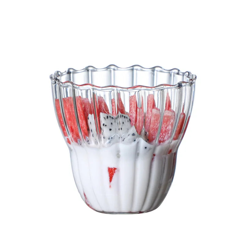 High Borosilicate Glass Striped Milk Juice Breakfast Coffee Cold Drink Juice Cups