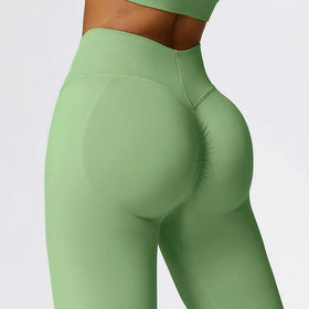 New Arrivals High Waist Scrunch Butt Leggings Custom logo Gym v Back Waist Seamless Leggings for Women
