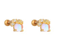 Milskye Great Fashion Jewelry for Women Cute Jewelry 18k Gold Plated 925 Silver Opal Flower Stud Earrings