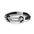 New Men's Double Layer Stainless Steel Leather Woven Geometric Bracelet Stylish Personality Fashion Charm Jewelry
