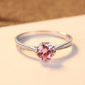 Fashion Wedding Ring S925 Sterling Silver Ring Simple Elegant Pink Zircon Gemstone Ring