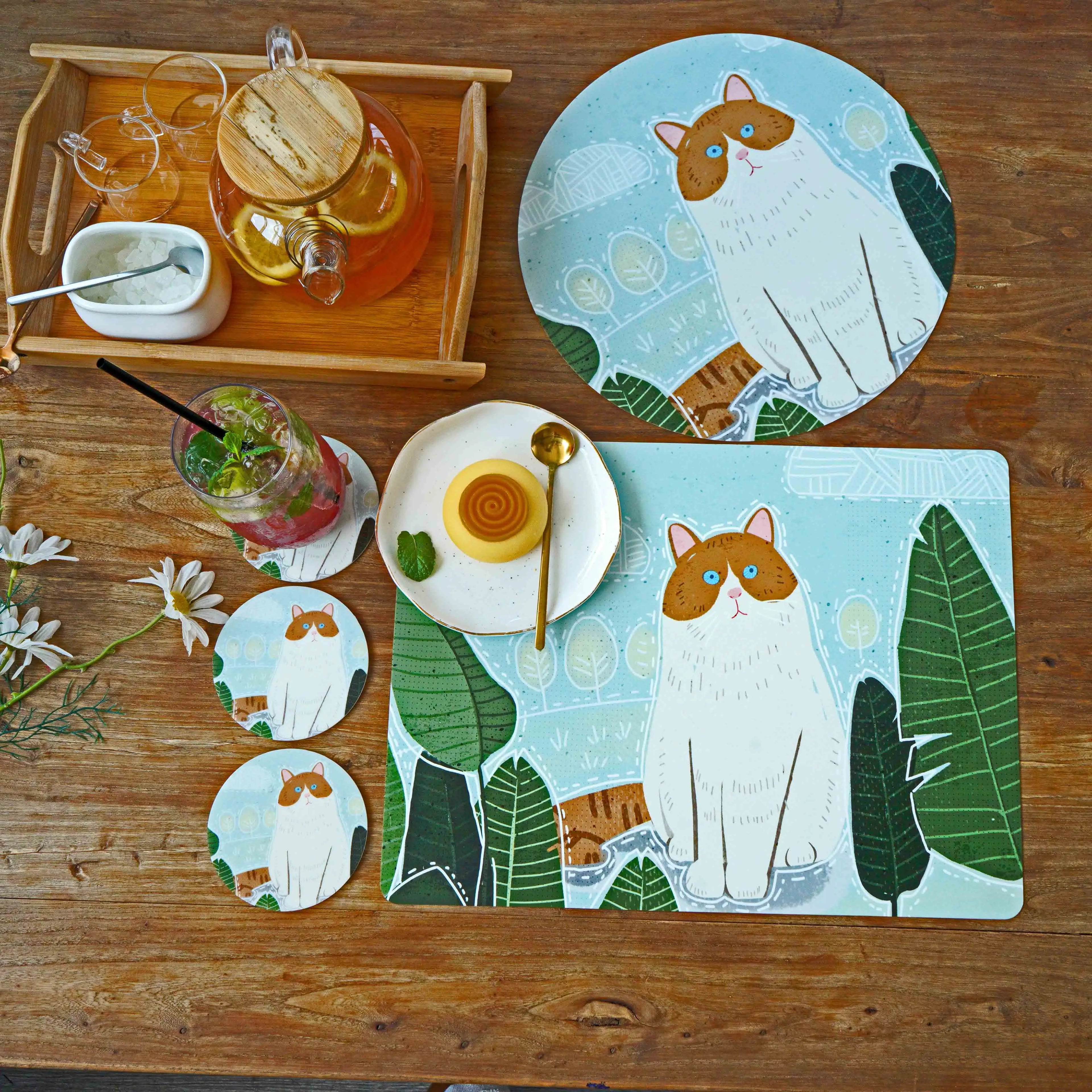 Factory Price Silica Gel Placemat coaster Set Silicone 100% Colorful Printing Office Coffee Dining Party Custom Outdoor Wedding