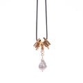 New Arrival Bright Gold Real Gold Plated Brass Sea Shell Vintage Pentagonal Baroque Black Rope Chain Pendant Necklace Fashion