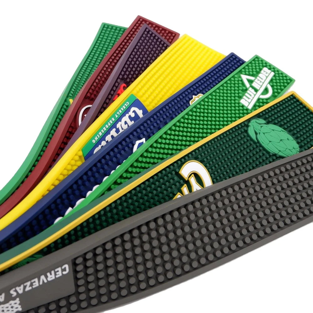 New Ideas 2020 Wholesale Bar Mat  Beer Drip Rubber  Mat 12*6 Inches with Simple LOGO Spill Rail PVC Bar Mat Special Design