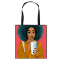 New Sublimation Reusable Shopping Tote Bag Black Canvas Foldable Tote Shopping Printed Calico Women's Tote Bag With Logo