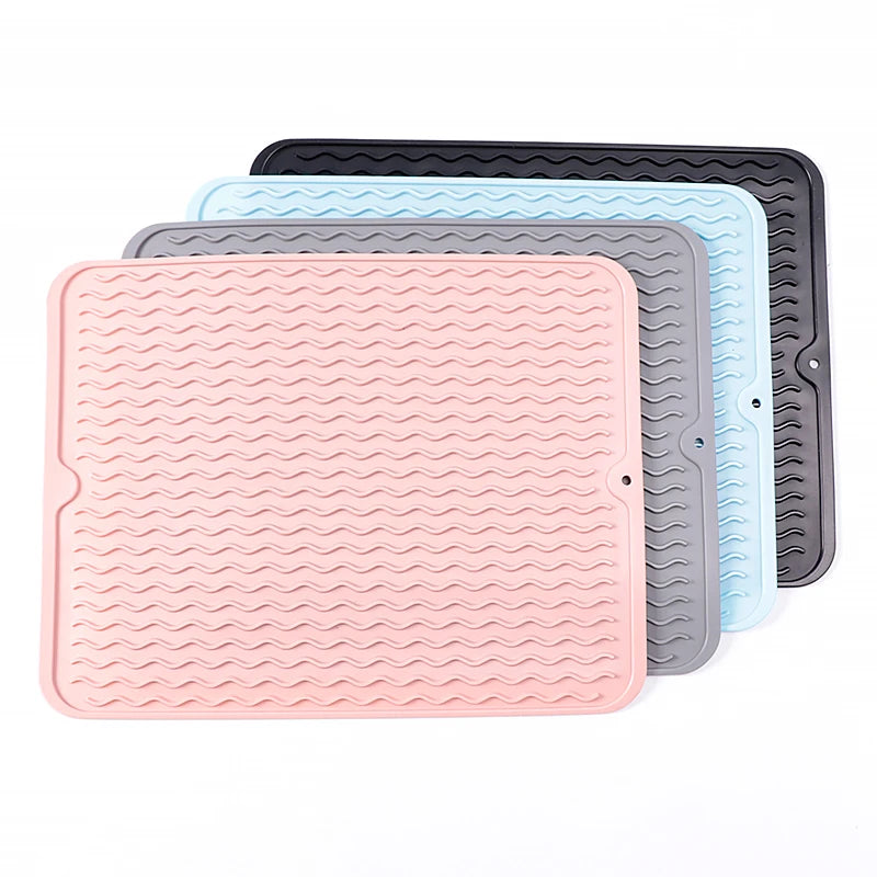 Factory Outlet Kitchen Waterproof Large Silicone Dish Drying Mat 30*40 Heat Resistant Drying Pad Dishwasher Safe Draining Mat