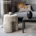WISEMAX FURNITURE Soft Lamb Wool Fabric High Density Sponge Upholstery Ottoman Stool Cute Kids Mini Chair for Living Room