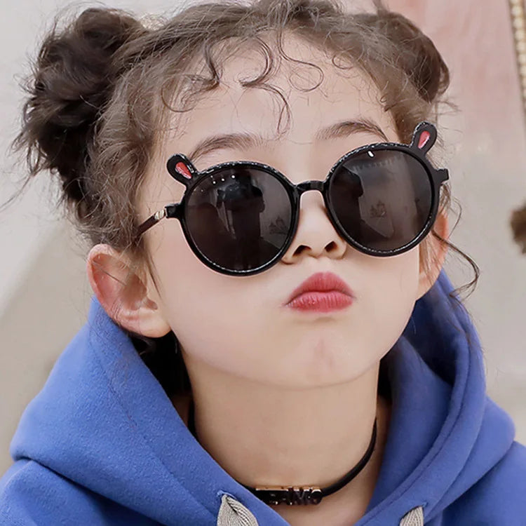 Cute Multi-Color Rabbit Ears Kids Sunglasses for Boys Girls Transparent White Red Frames Mirror Lenses Gafas De Sol Para Ninos MegaBDM
