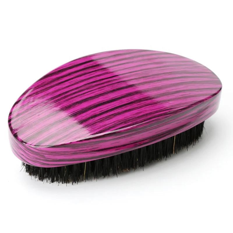Medium Hard Popular Purple Color Glossy Paint Curved Wave Oval Beech Wood Boar Bristle Paddle Manual Hair Brush