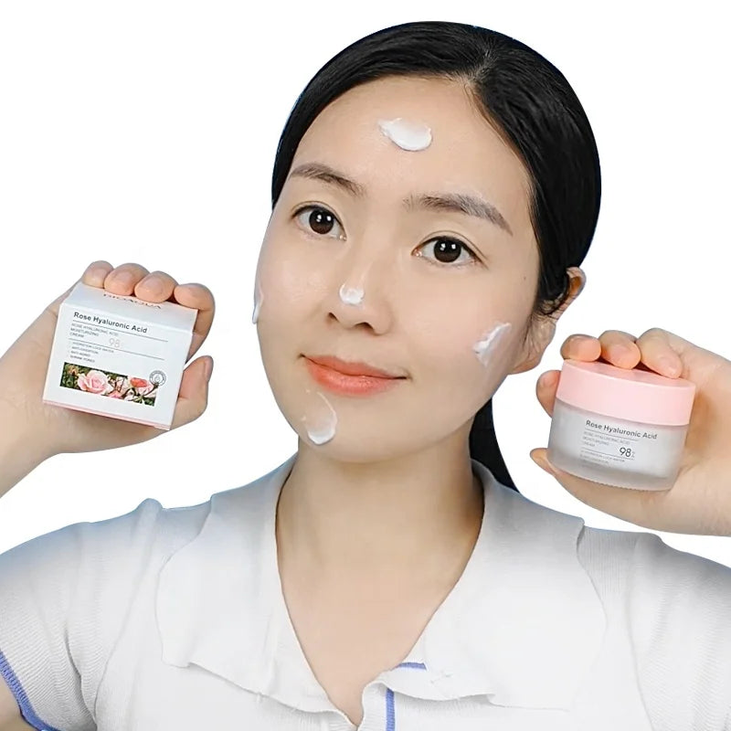 Rose Hyalurinic Acid Facial Cream Natural Herbal Anti-Wrinkle Face Hydrating Shrink Pores Lotion Moisturizing Whitening Cream