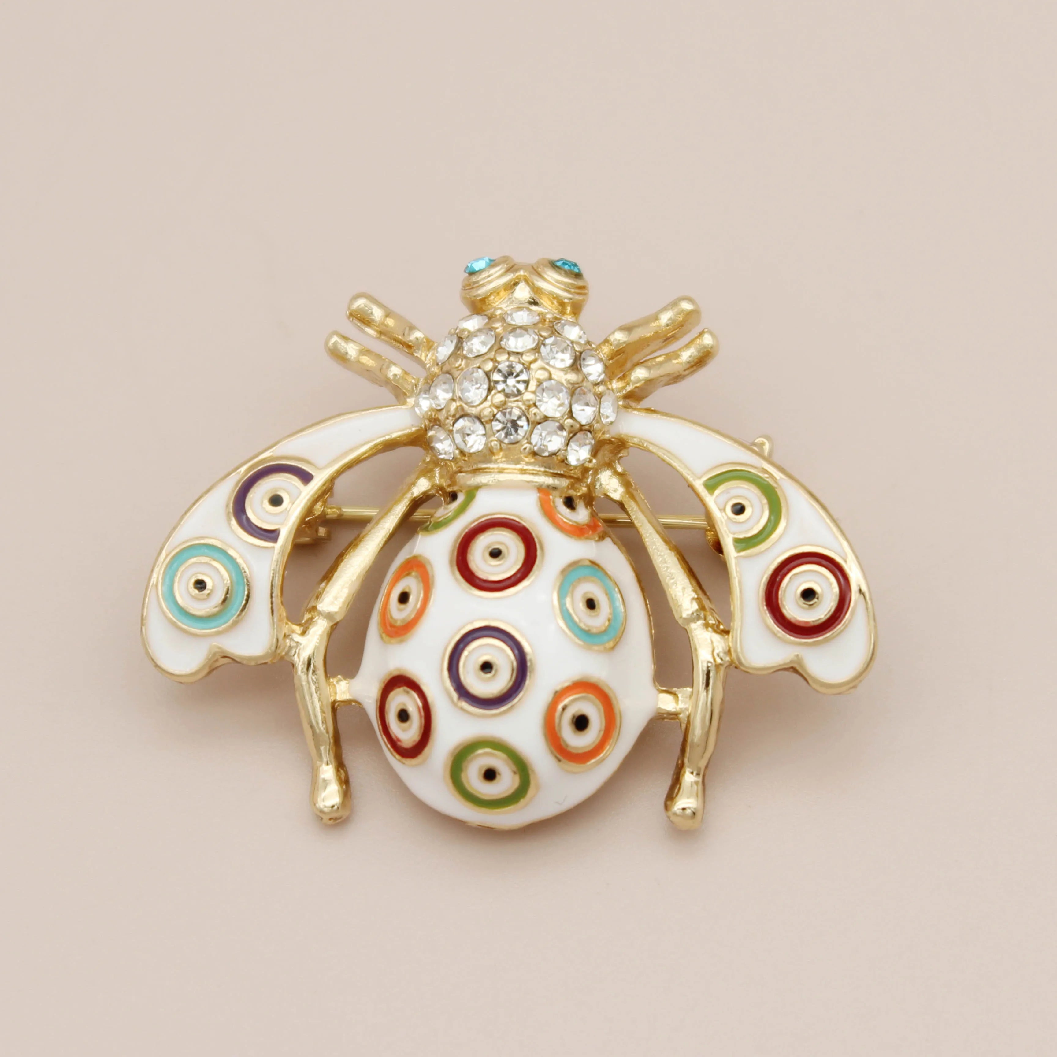 Jachon Cute Honeybee Animal Brooches Pin Colorful Rhinestones Bee Shape Corsages Scarf Clips Jewelry for Women