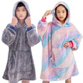 Wholesale Eco-Friendly Cartoon Pattern Customizable Kids Wearable Glow in the Dark Fleece Blanket Hooded Jacket Luminous Hoodie
