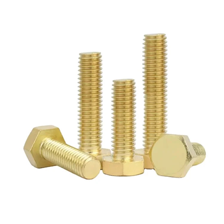 Wholesale Brass External Hex Bolt Fully Thread Hexagon Screw Machine Thread Electrical Screw Sizes M3 M4 Metric System