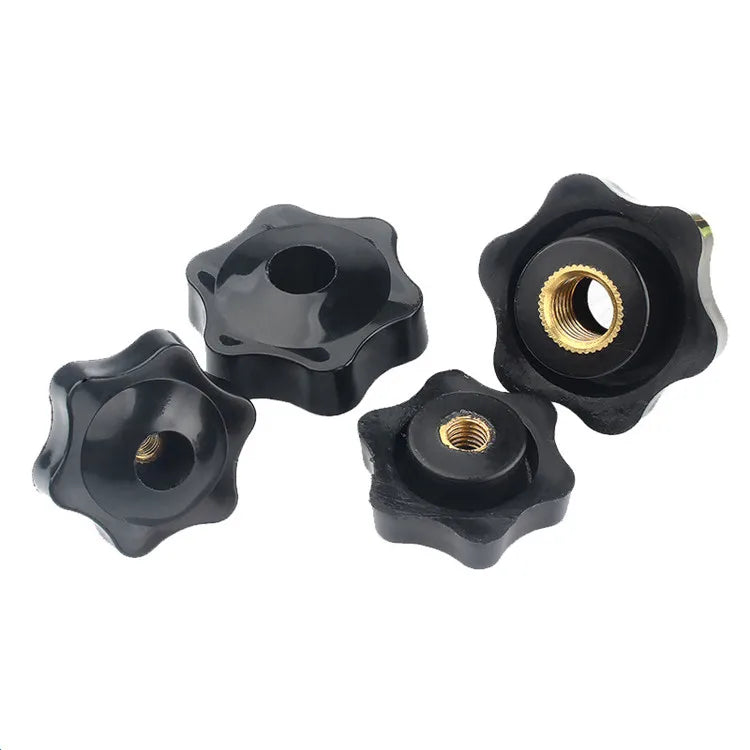 Black Bakelite M4 M5 M6 M8 M10 Through Hole Thread Tighten Knob Nuts Six Star Head Thumb Nut for Easy Product Category Nuts