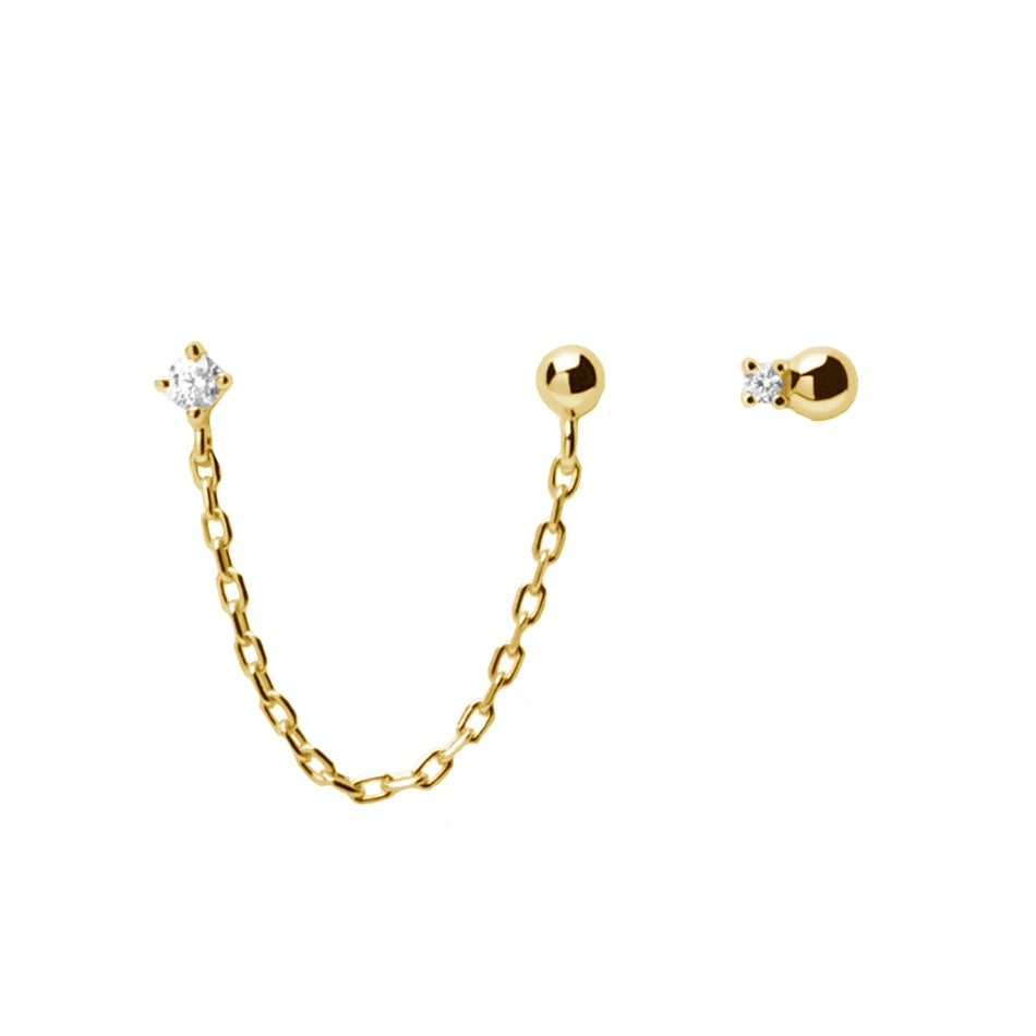 Fashion Earrings Fine Jewelry 18K Gold Plated Jewelry 925 Sterling Silver Zircon Chain Earrings for Woman
