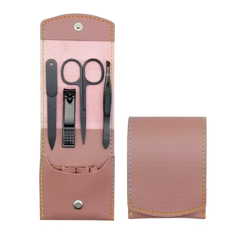 Portable 4pcs Stainless Steel Manicure & Pedicure Set Practical Nail Cutter & Trimmer Kit Button Bag Household Nails Care Tool