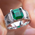Messi Jewelry MSR-1291 Customized Jewelry 18K Solid Gold Ring Lab Grown Emerald Engagement Wedding Ring