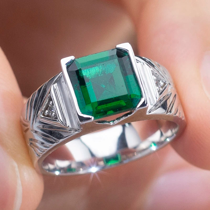 Messi Jewelry MSR-1291 Customized Jewelry 18K Solid Gold Ring Lab Grown Emerald Engagement Wedding Ring