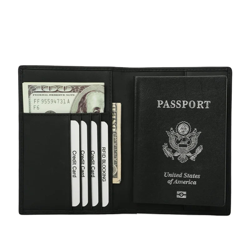 Boarding Card Wallet RFID Cowhide Leather Passport Holder Wallet Passport Holder Protective Case