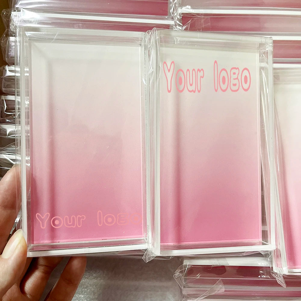 Custom logo Acrylic Lash Tile with Cover Wholesale Acrylic Eyelash Extensions Lash Tile Lid Palette Box pink Black Lash Tiles