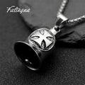 Fatingna Vintage Style Stainless Steel Viking Guardian Bell Pendant Necklace for Men Biker Punk Jewelry with Silver Pearl Charm