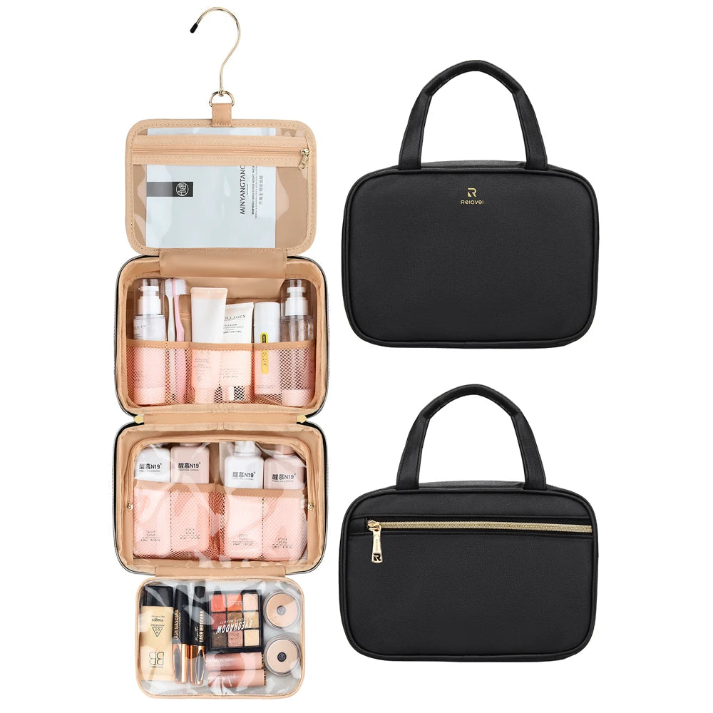 Relavel Travel Hanging Toiletry Bag Eco Friendly Makeup Cosmetic Bag Travel Organizer Water-resistant Pouch Toiletries Bags