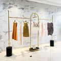 High End Boutique Shop Furniture Garment Display Stand Portable Garment Hanging Stand Women Clothing Store Gold Display Racks