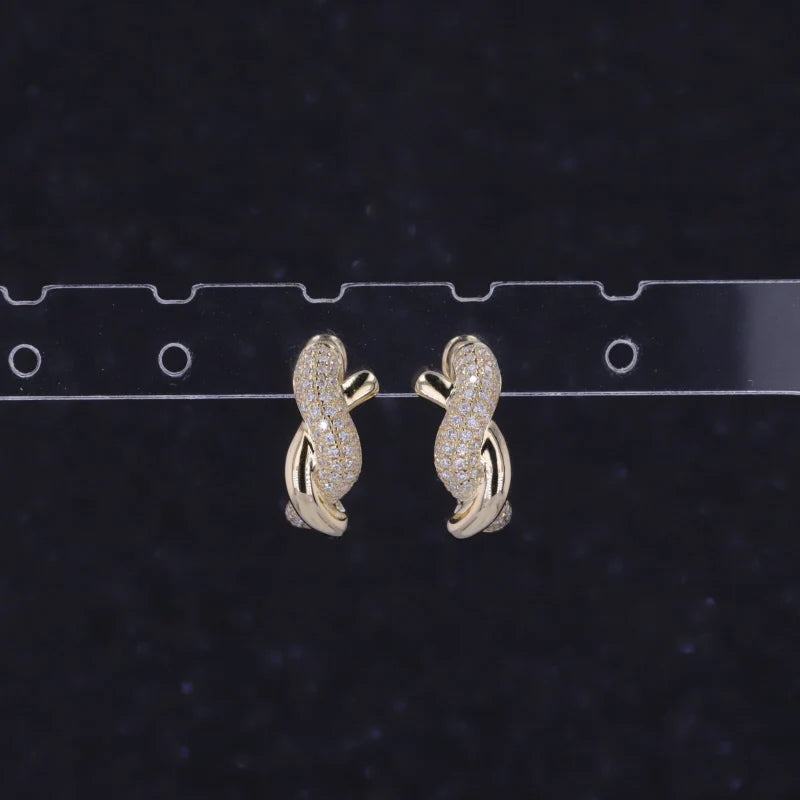 Starsgem Classic Moissanite Diamond Hoop Earrings 10k Yellow Gold Design Fine Jewelry Moissanite Earrings