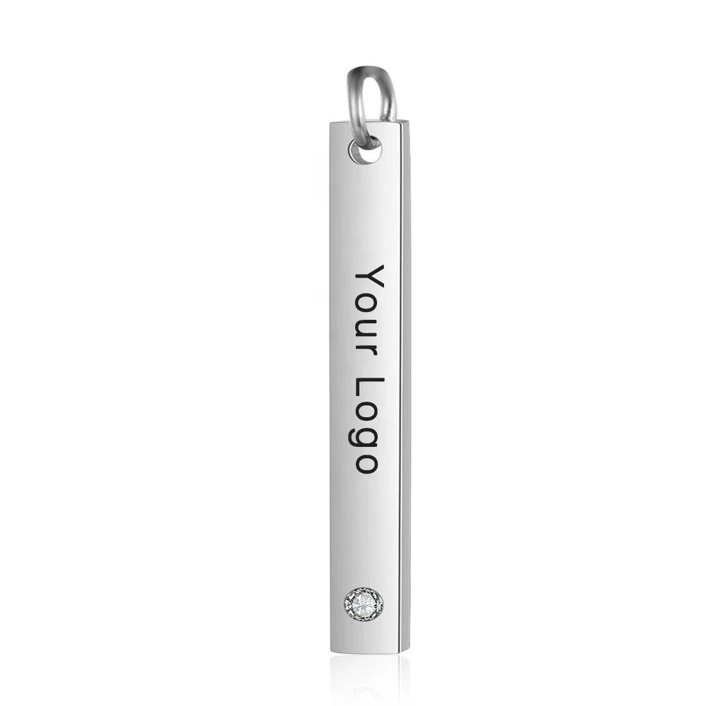 Stainless Steel CZ Customized Diy CZ Necklace Pendant with Your Logo