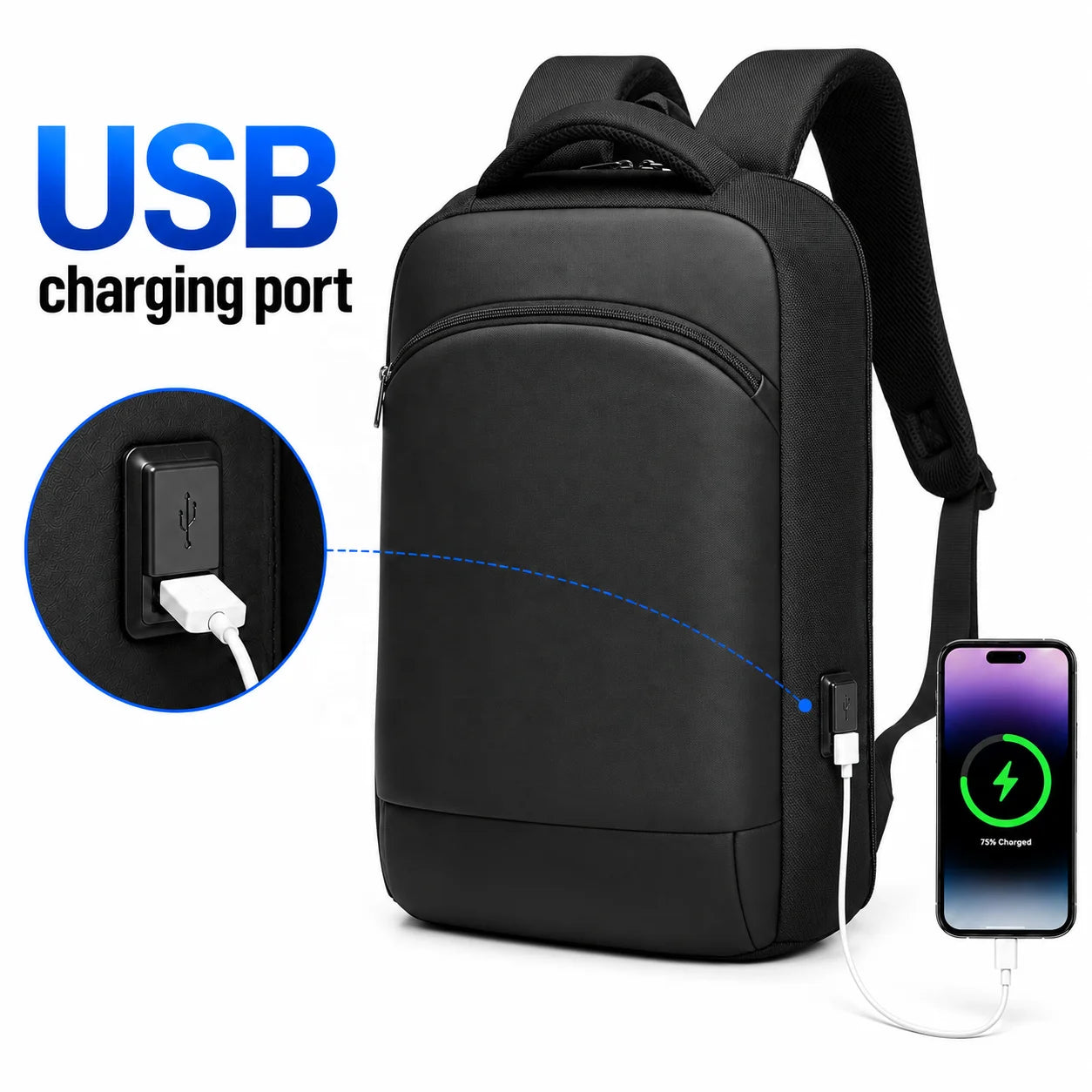 Wholesale Custom Business Backpack for Men 16 Inch Slim Waterproof Travel Laptop Backpack with USB Charger Anti-Theft Backpack