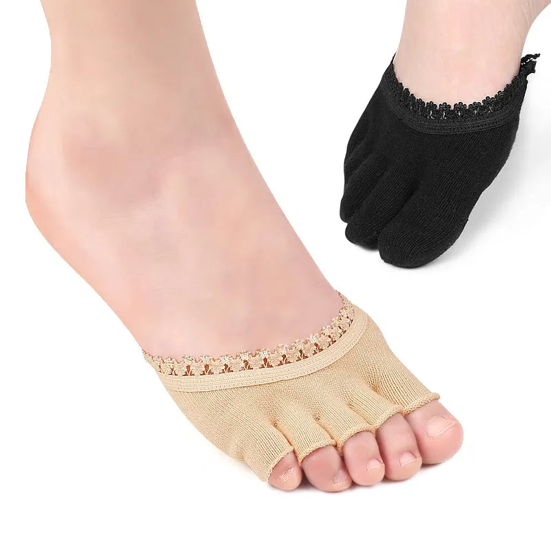 5 Toes Comfort Insoles Topper Socks Ball Foot Cushion Pads Invisible Fabric Forefoot Half Socks for Pain Relief Soft Sponge Toe