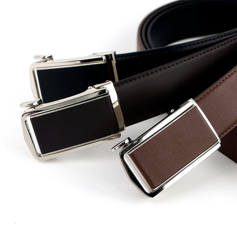 2025 Hot Selling Alloy Automatic Buckle Men's Fashion Belt Casual Business Men's Leather Belt Adjustable Length Automatically