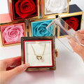 Fashionable Romantic Valentine's Day Rotating Eternal Rose Ring Necklace Flower Jewelry Box Suitable for Mother's Day