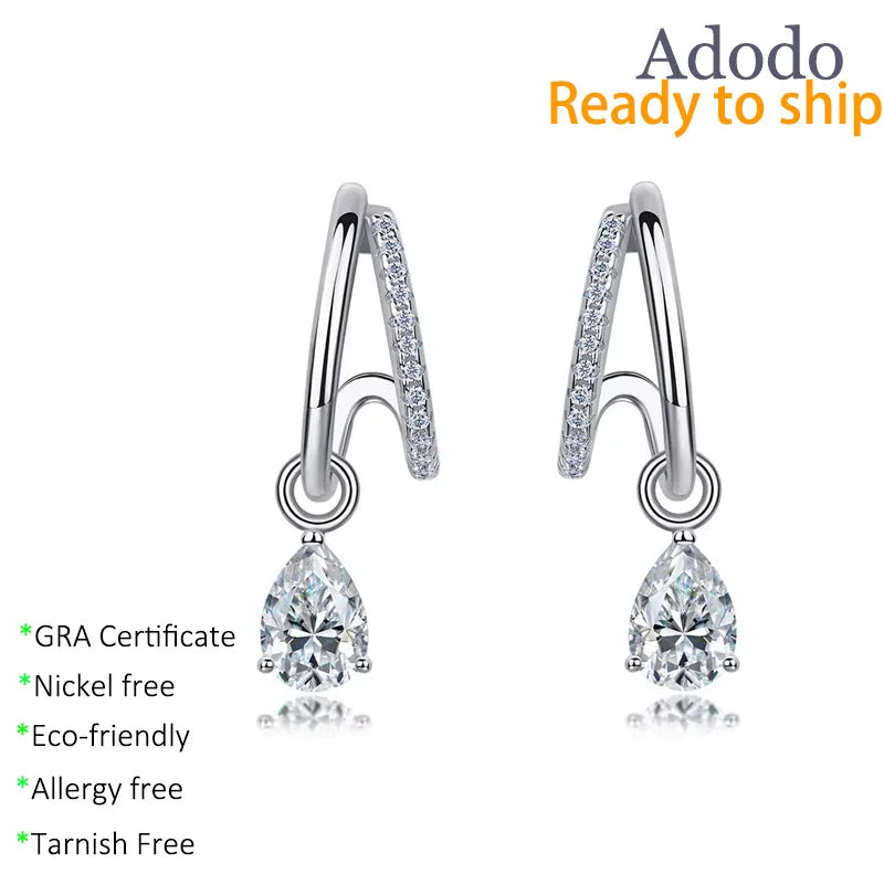 Geometric a Frame Teardrop Moissanite Drop Stud Earrings 925 Sterling Silver VVS Clarity Wholesale Live Stream Jewelry for Women