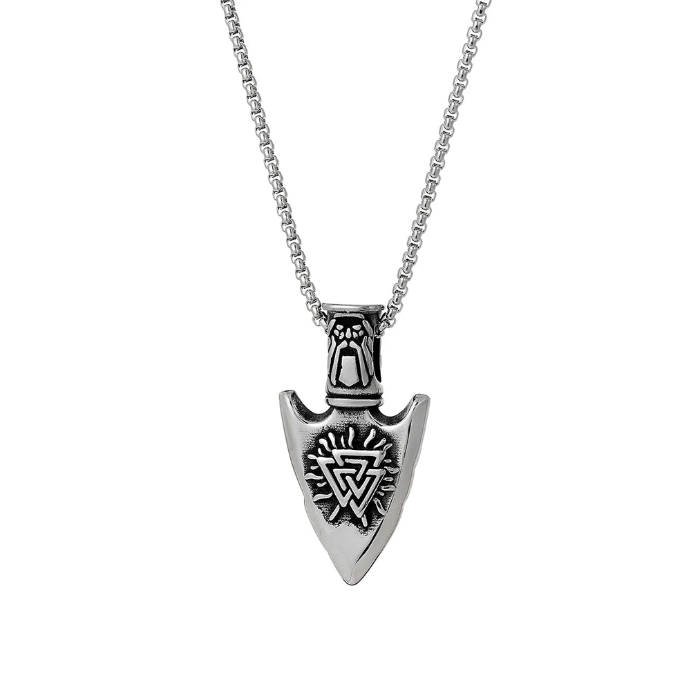 Mens Nordic Viking Necklace Stainless Steel Odin Valknut Rune Pendent Viking Pagan Jewelry