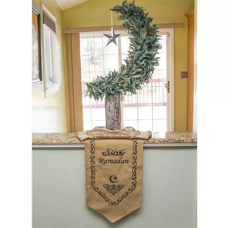 Green Design Style Artificial Olive Moon Tree for Ramadan Christmas Decoration Made Plastic Sale Artificial Plants Greenery