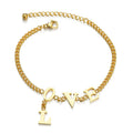 Stainless Steel PVD Plating18K Gold Plated  Link Chain Love Letter Bracelets for Women
